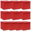 VidaXL Storage Boxes and Lids 10 Pcs Red 32x32x32cm Fabric