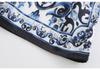 2025 European & American Style Blue & White Porcelain Spaghetti Strap Sleeveless Dress for Girls