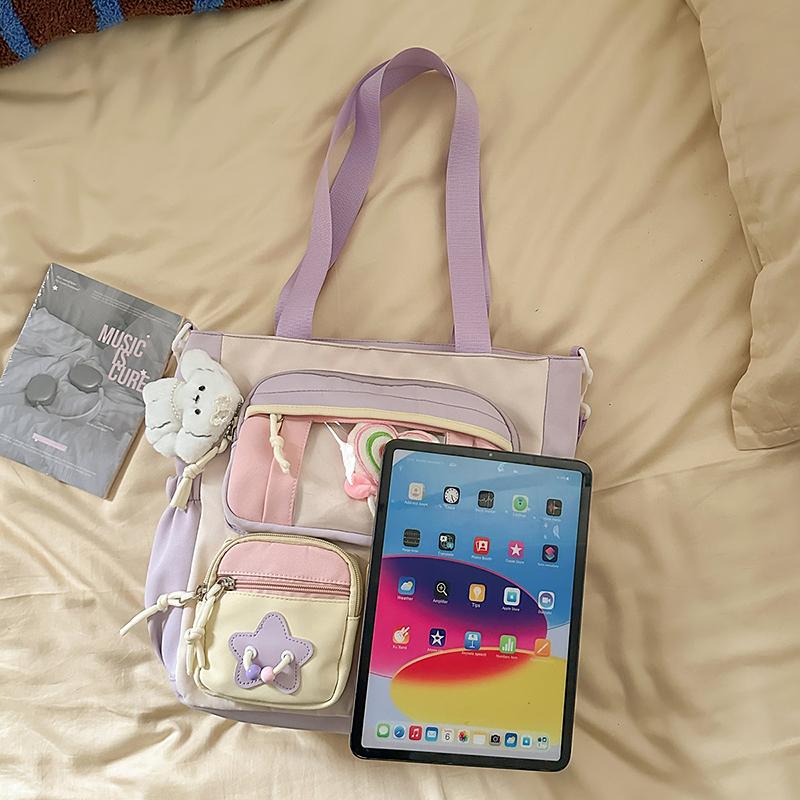 Torba studencka na ramię w kontrastowym kolorze, duża pojemność, torba listonoszka