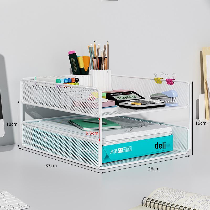 Multilayer Desktop Organizer: File Storage Rack & Office Supplies Set