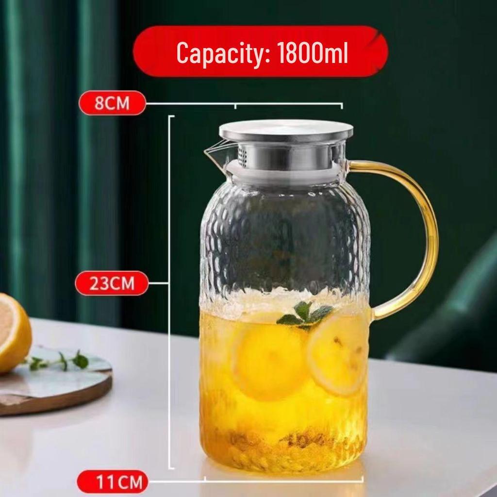 Yu Qianle High-Temperature Resistant Hammer Pattern Glass Kettle, Explosion-Proof, Large Capacity for Cold or Boiled Water