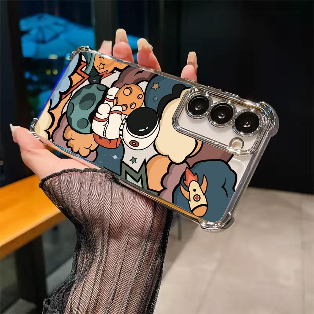 Cute Astronaut Planet Spaceman Coque For Galaxy S26 Ultra Phone Case For Samsung S26 S25 S24 S23 S21 Ultra S20 FE S25 Plus Cover