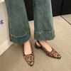 Fashion Summer Women  Slingback Woman Flats Low ShoesHigh Heels Pointed Toe Flat Sandals Shoes Without Heels Leopard Print Ladies Casual