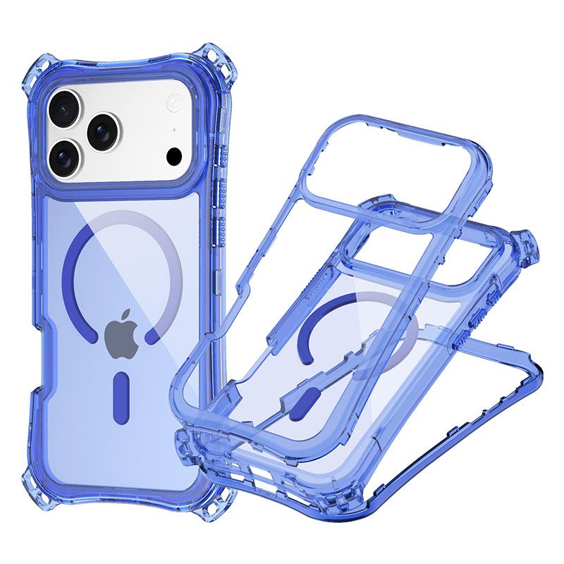 For IP17PROMAX 3-in-1 Transparent Magnetic Phone Case Small Four Corner Hanging Rope for Apple 17 Phone Case