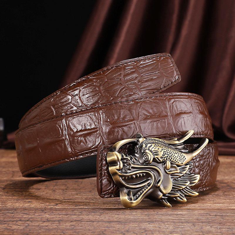 Men's Leather Belt Genuine Leather Belt Personality Faucet Alloy Smooth Buckle Belt Youth Casual Belt