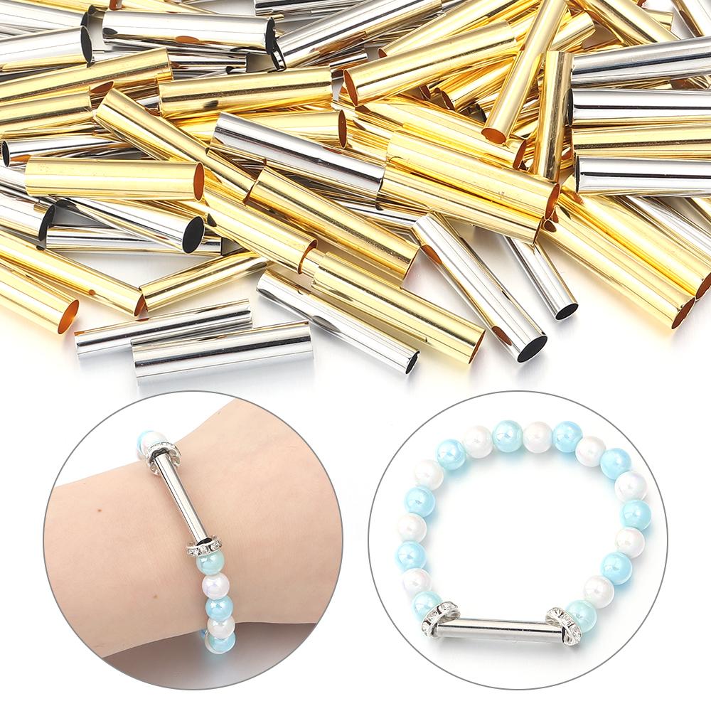 50-100pcs 4mm 6mm Hole Tube Copper Spacer Beads Connector Straight Tube For Jewelry Making DIY Chock Necklace Making Wholesale