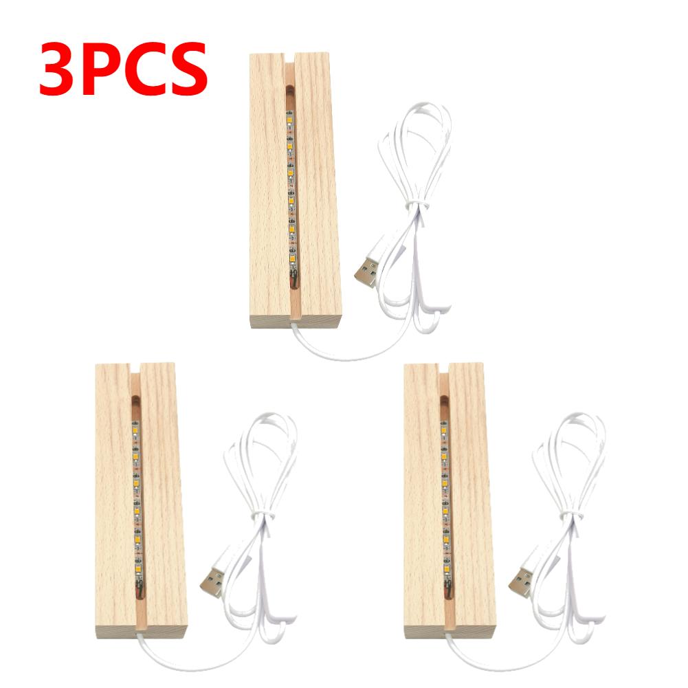 1-5pcs LED Wood Light Display Crystal Wooden Lighted Base Stand Acrylic Light Plate Base USB Wooden Base for Resin Art Lights