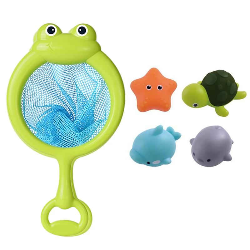 Cute Animals Bath Toy Swimming Water Led Light Up Toys Soft Rubber Float Induction Luminous Frogs For Kids Play Funny Gifts