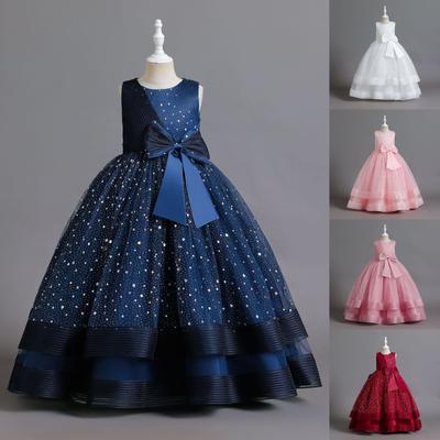 Children's Dress Princess Dress With Satin Solid Color Performance Cake Dress