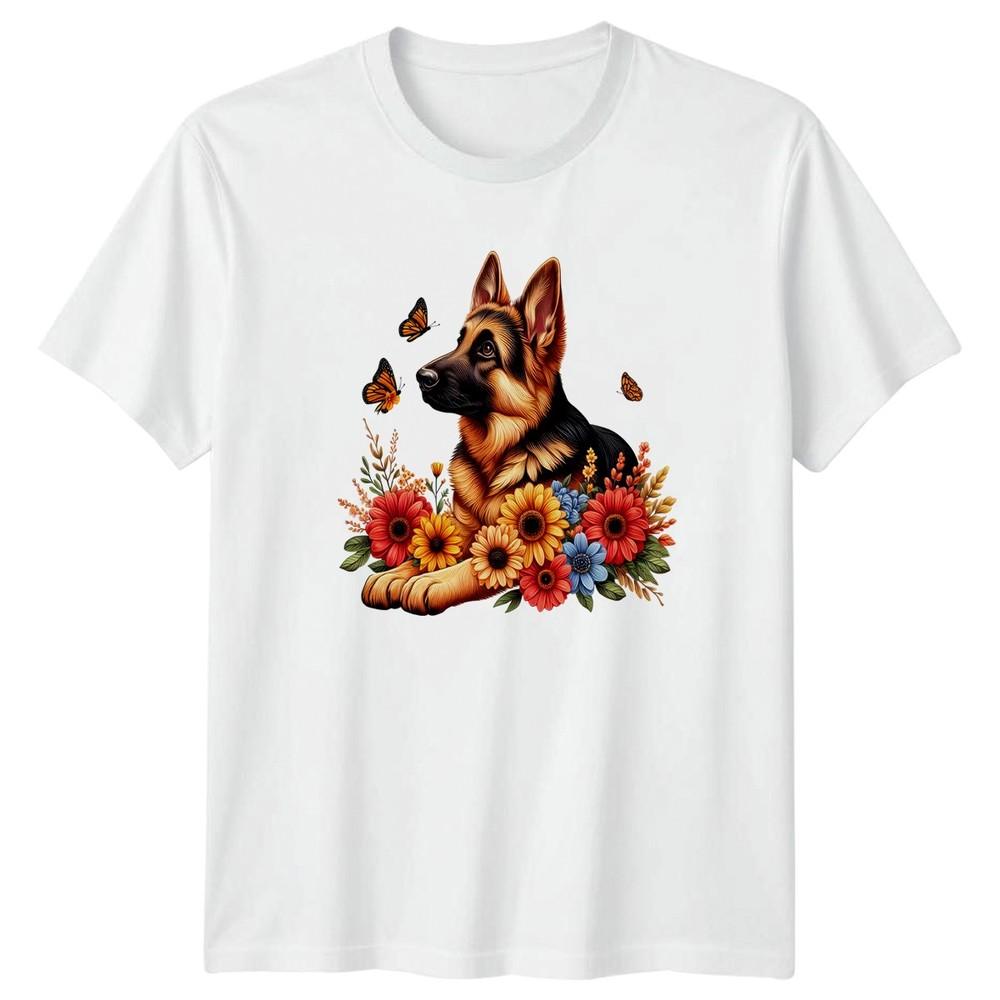 GerUnisex Shepherd Dog Floral Nature Love Unisexs TShirt Dog Owner Mothers Day S