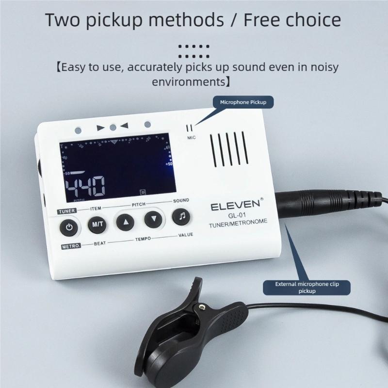 Portable Chromatic Tuner and Metronome for Musicians with Wide Frequency Range 430Hz 450Hz