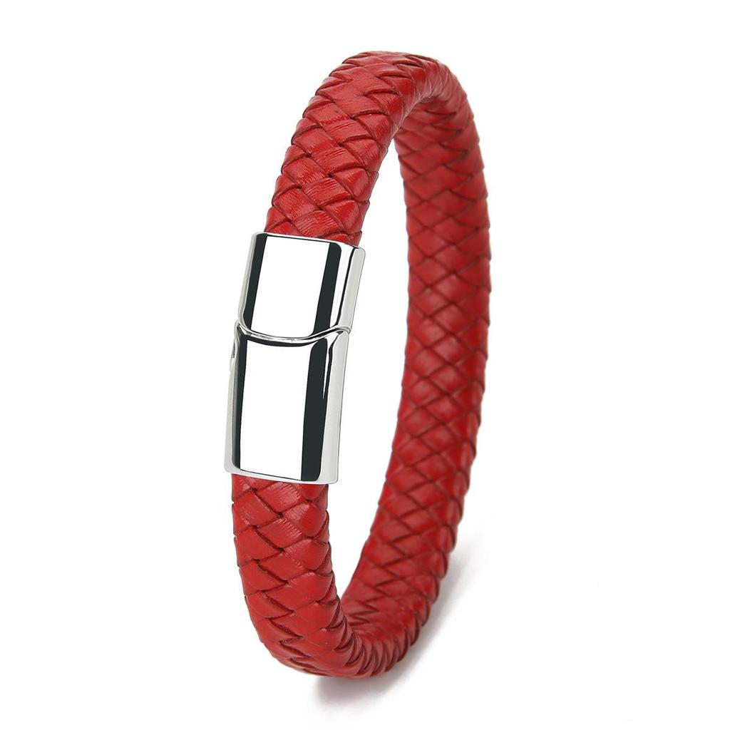 Herren Retro Geflochtenes Lederarmband mit Magnetschnalle