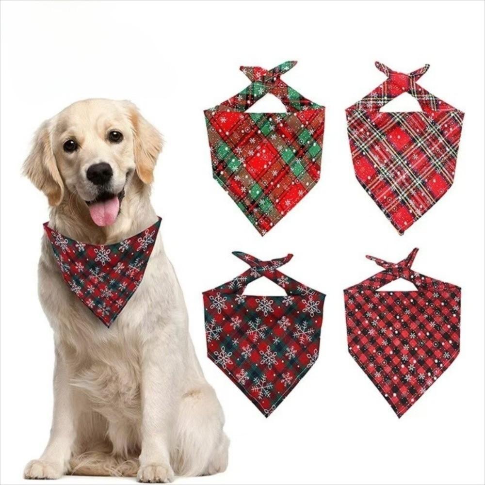 Reversible Design Pet Scarf Buffalo Plaid Pet Neckerchief Christmas Decoration
