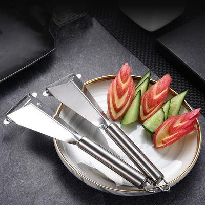Faca para entalhar frutas Triângulo Aço inoxidável Faca para empurrar maçã Descascador Raspador DIY Bandeja de frutas Lâmina para entalhar utensílios de cozinha para casa