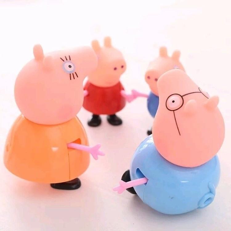 Cartoon Peppa Pig Cake Topper Set For Birthday Party With Soft And Hard Headed Figures