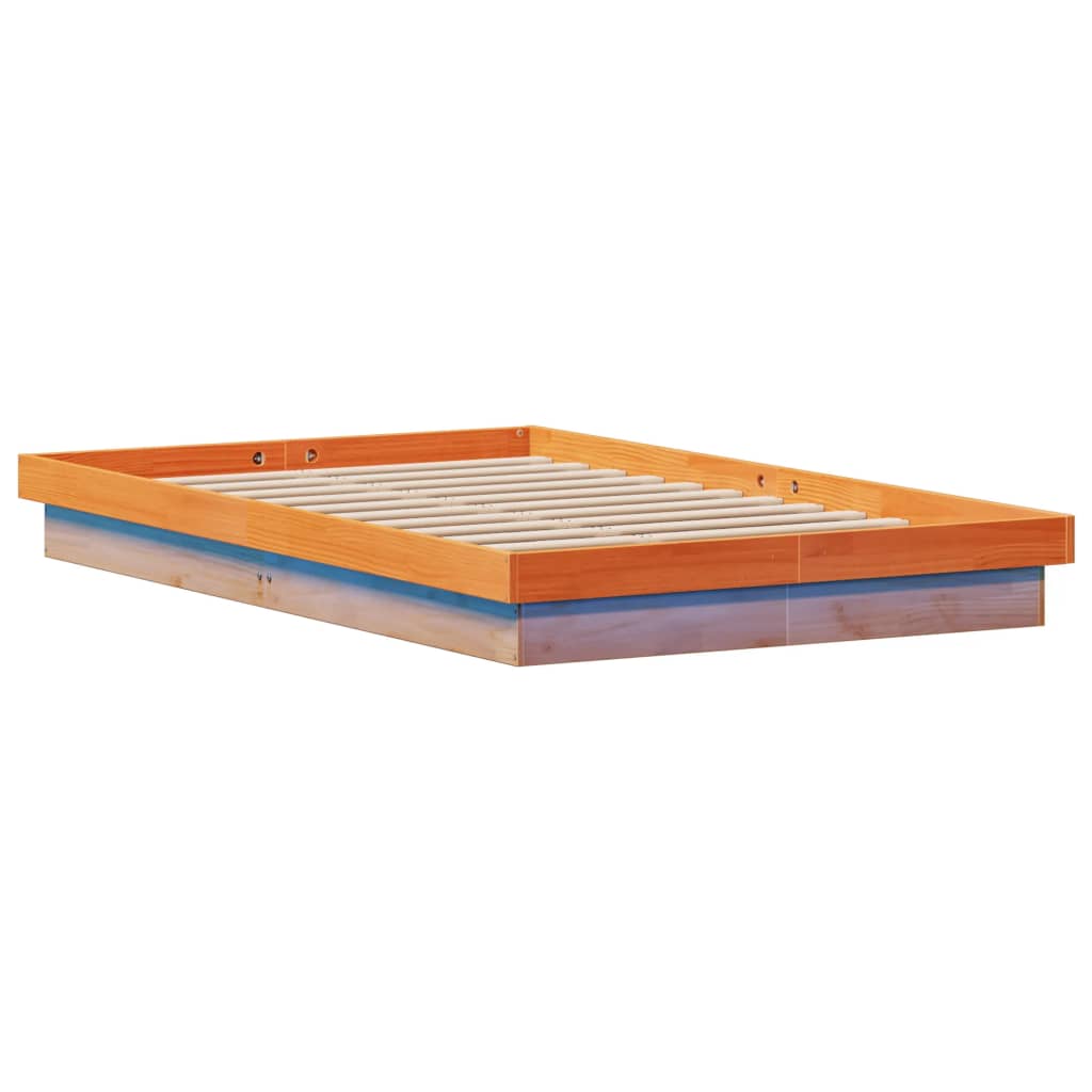 Vidaxl Rama Łóżka Z Led, Woskowy Brąz, 140X200 Cm, Lite Drewno Sosnowe