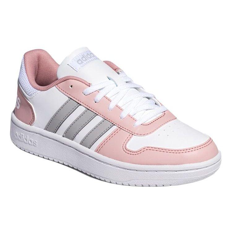 adidas Neo Hoops 2.0 Bequeme Low-Top Sneaker Damen Sneaker Rosa Weiß Silber FW5855