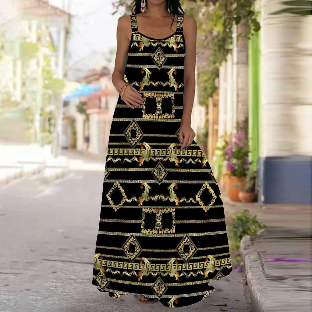 Women's Slip Dress Maxi Long Dress Geometric Art Print Dress Spring & Summer Leisure Vacation