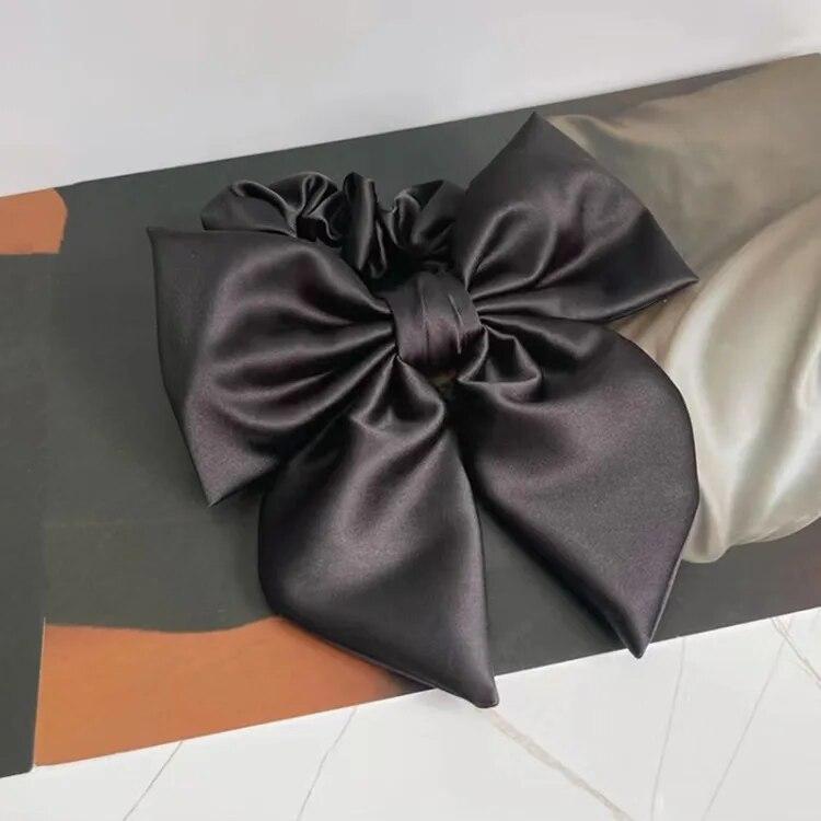 Solid Color Bow Ribbon Hair Tie Scrunchies Women Large Bowknot Barrettes Women Ponytail Headband Girls Hair Accessories Gift