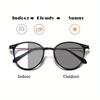 Pochromic Outdoor Fashion Glasses  Unisex Stylish Round Frame with Metal Hinges Transition Lenses for Indoor & Outdoor Use