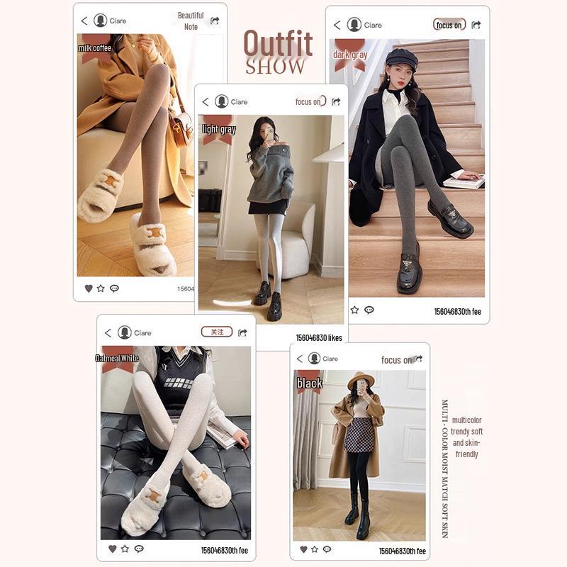 Fleece-Lined High-Waisted Grey Stirrup Footed Leggings for Women - Warm Micro-Compression Vertical Striped Tights