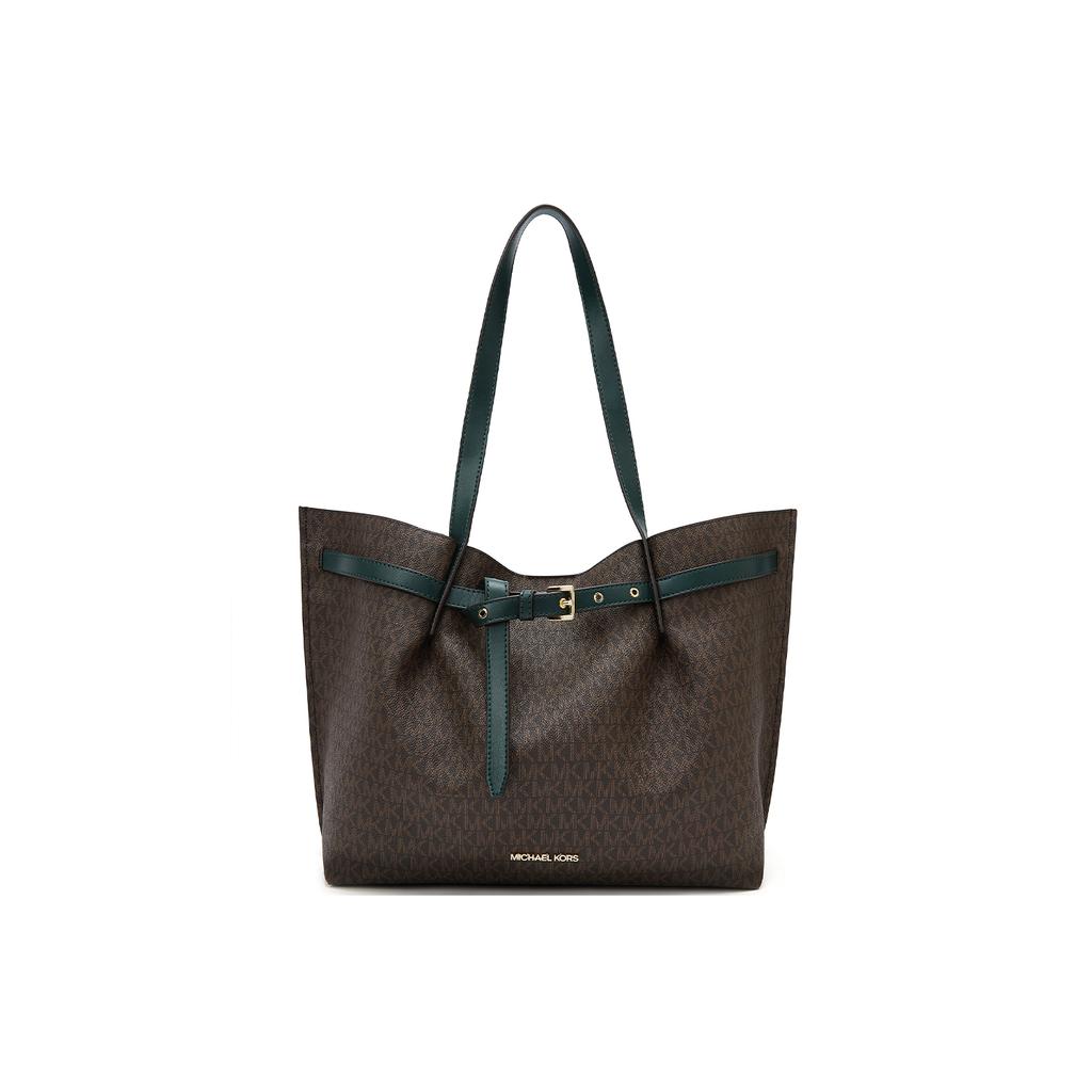 New MICHAEL KORS Artificial Leather Tote Bag, Shopping Bag, One Shoulder Bag Extra Small Women's Dark Brown/Dark Green 35S1GU5T7B-305