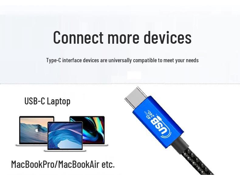 USB4 Thunderbolt 4 Cable: 40Gbps Transfer, 240W Fast Charge, 8K60Hz Display Support, Type-C