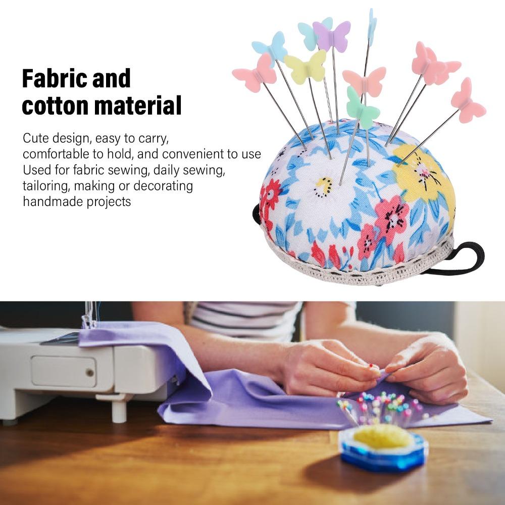 Colored Pins Floral Needle Holder Cotton Fabric Cover Pincushion Set For DIY Crafts