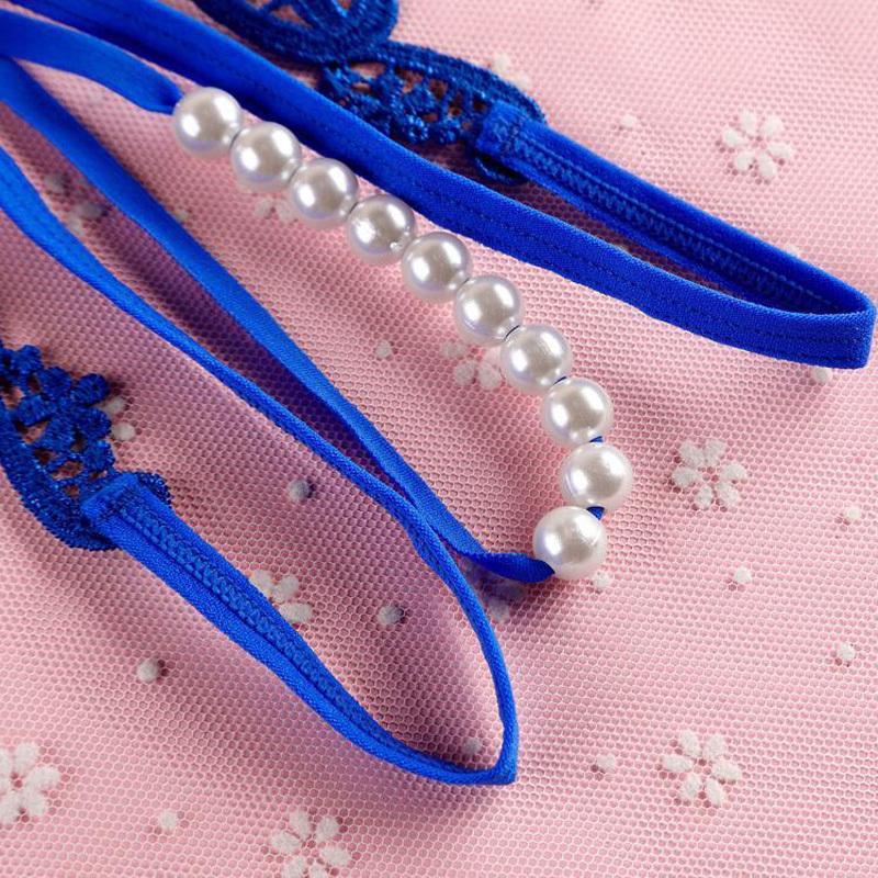 Women Panties Sexy Lingerie G-string  Hong Thin Rope Hollow Open File Beaded Pearl No Trace Breathable Underwears
