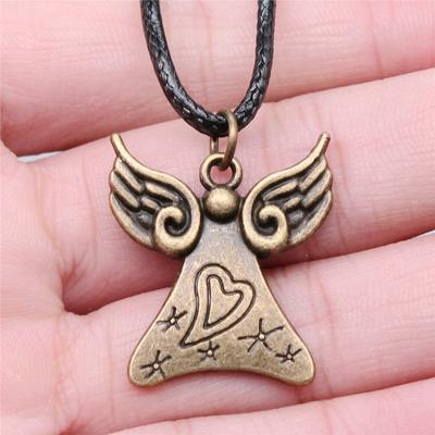 Love Heart Angel Peace Necklace Leather Chain 45cm Ladies' Jewellery Birthday Trend Fittings