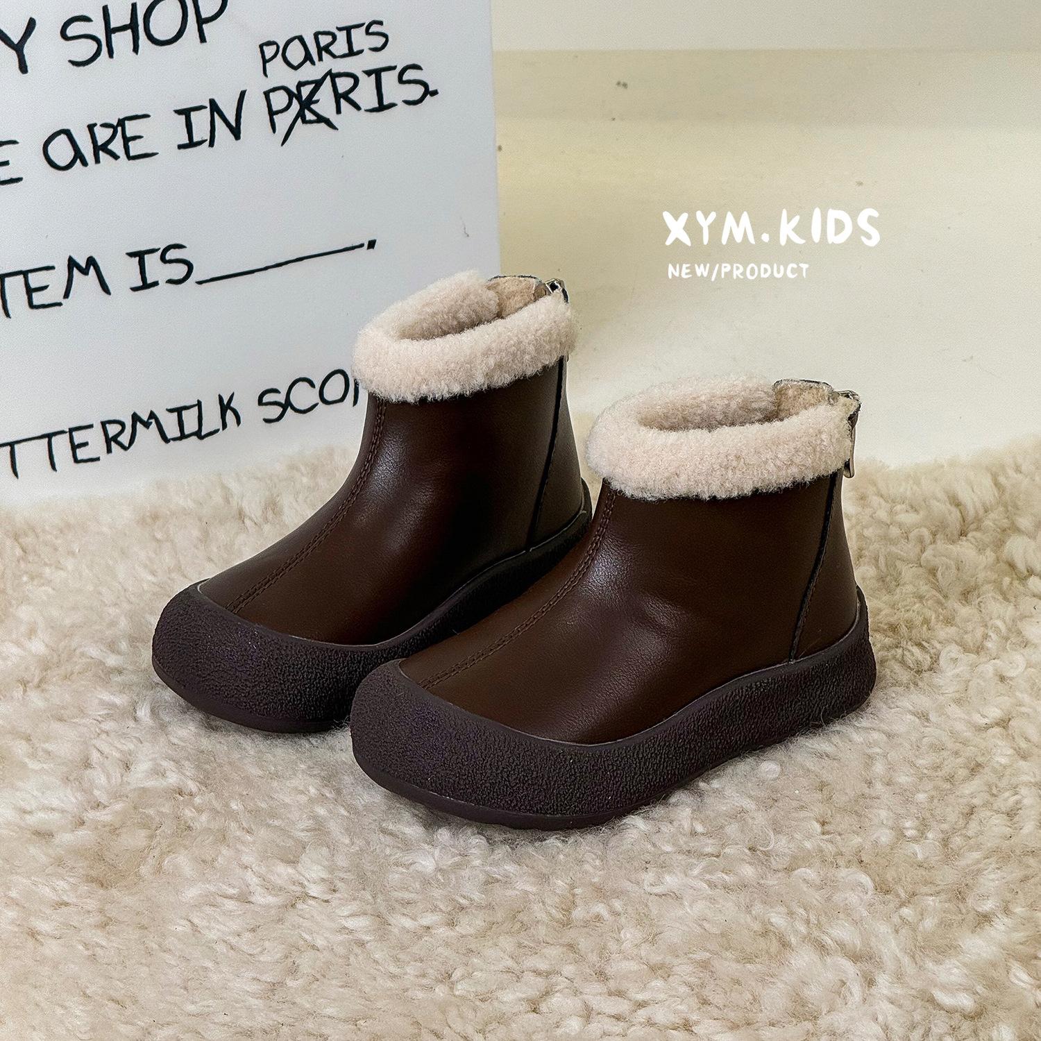 

2025 Зима Новые Детские Ботинки Простые и Универсальные Девочковые Хлопковые Ботинки Флисовые Теплые Ботинки с Закрытым Носком Детские Короткие Ботинки 22-25 yards 4 pairs of minimum approval коричневый