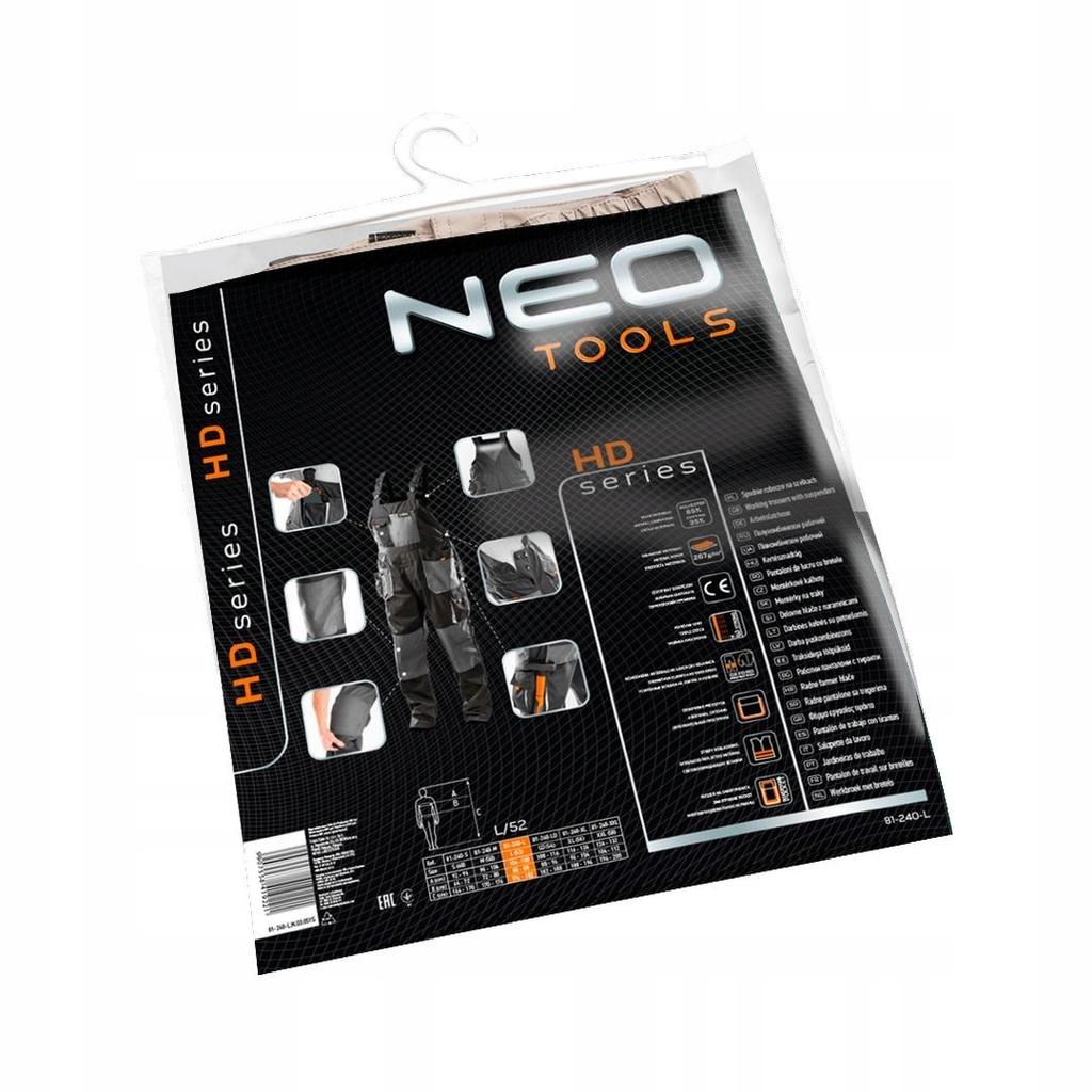 Neo Tools Hd Work Trousers With Bibs, Size /58 81-240- 1 Pc