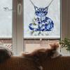 Cat Acrylic Sun Catcher Window Hanging Ornament Blue Cat Sun Catcher with Chain Wall Art Decor Gift for Friends And Family