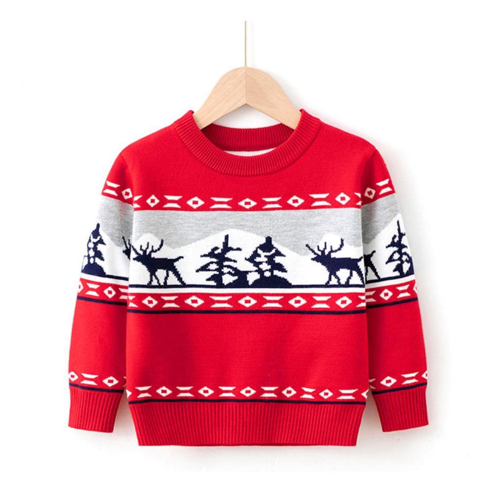 New Children's Christmas Sweater Collection: Girls' and Boys' Autumn/Winter Cartoon Pullover Knitwear