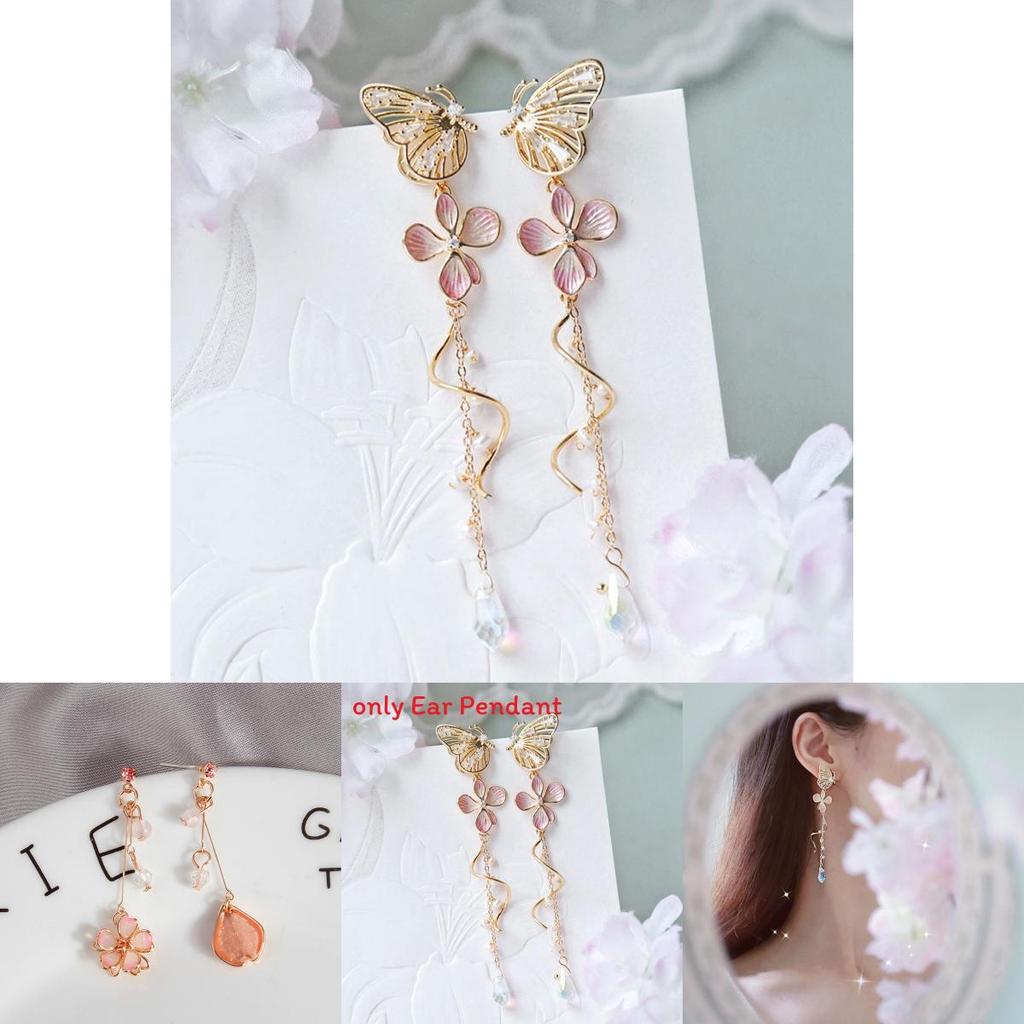 Cherry Blossom Elegant Sakura Asymmetric Earrings With Geometric Shape For Summer Fashion