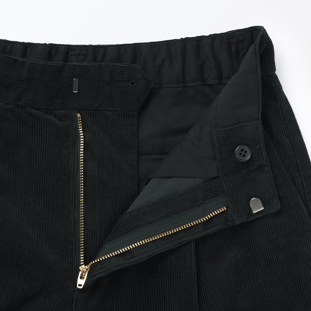 MUJI Women's Kapok Blend Corduroy Tuck Pants, Black, Size S (BE1SOA4A)