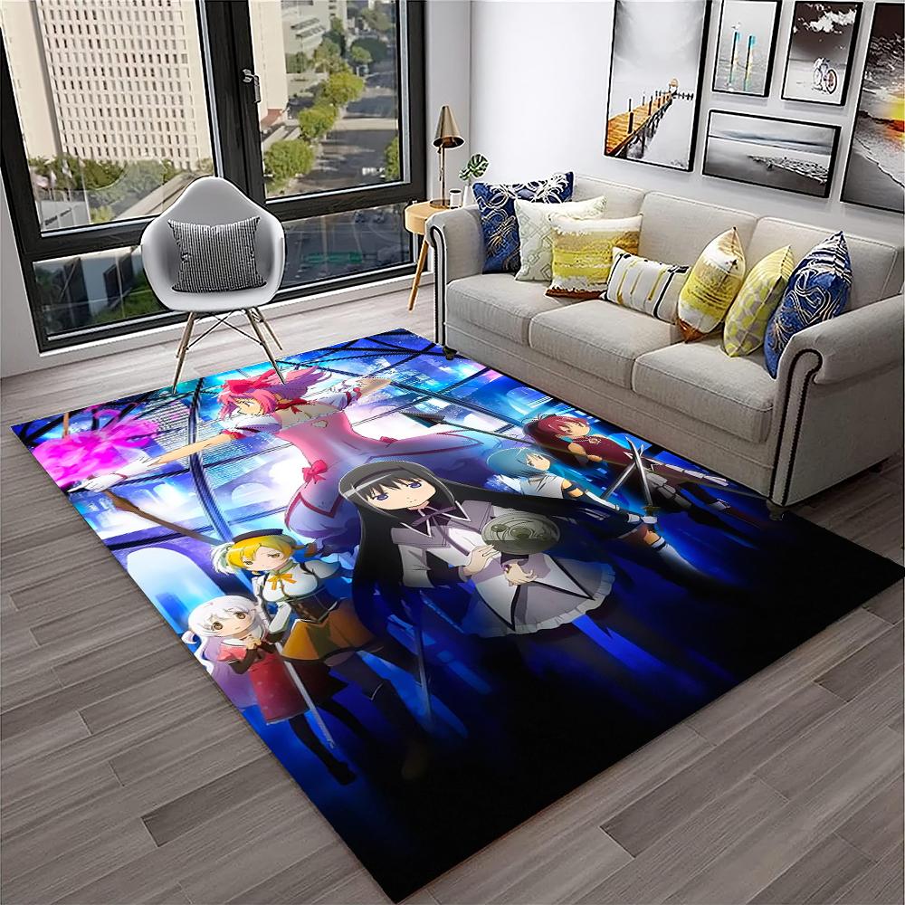 3D Cartoon Puella Magi Madoka Magica Carpet Rug for Home Living Room Bedroom Sofa Doormat Decor,kids Area Rug Non-slip Floor Mat