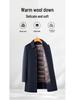 New Men's Lapel Wool Coat with Detachable Duck Down Liner - Business Casual, Autumn & Winter