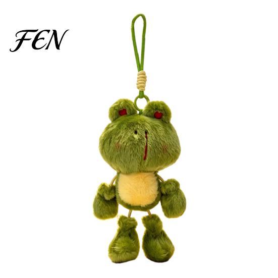 Soft Fluffy Plush Toy Funny Frog Keychain with Fragrance & Movable Limbs, Stuffed Animal Cute Bag Charm for Backpacks Keys, Decorative Hanging