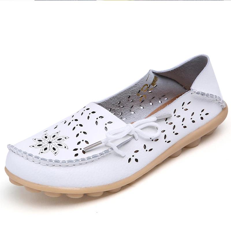Fashion Flat Shoes Women Breathable Leather Loafers Women Casual Shoes Slip On Moccasins Zapatos Para Mujeres Comfortable Flats Female