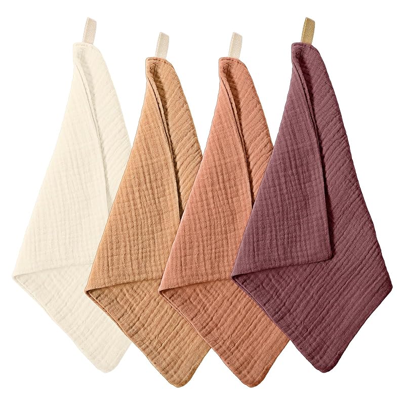 

4 Pack Face Cloths Makeup Remover Cloths Soft Wash Cloth Absorbent Muslin Washcloths Breathable Reusable Facial Towels for Skin Care Daily Cleansing Coffee Color