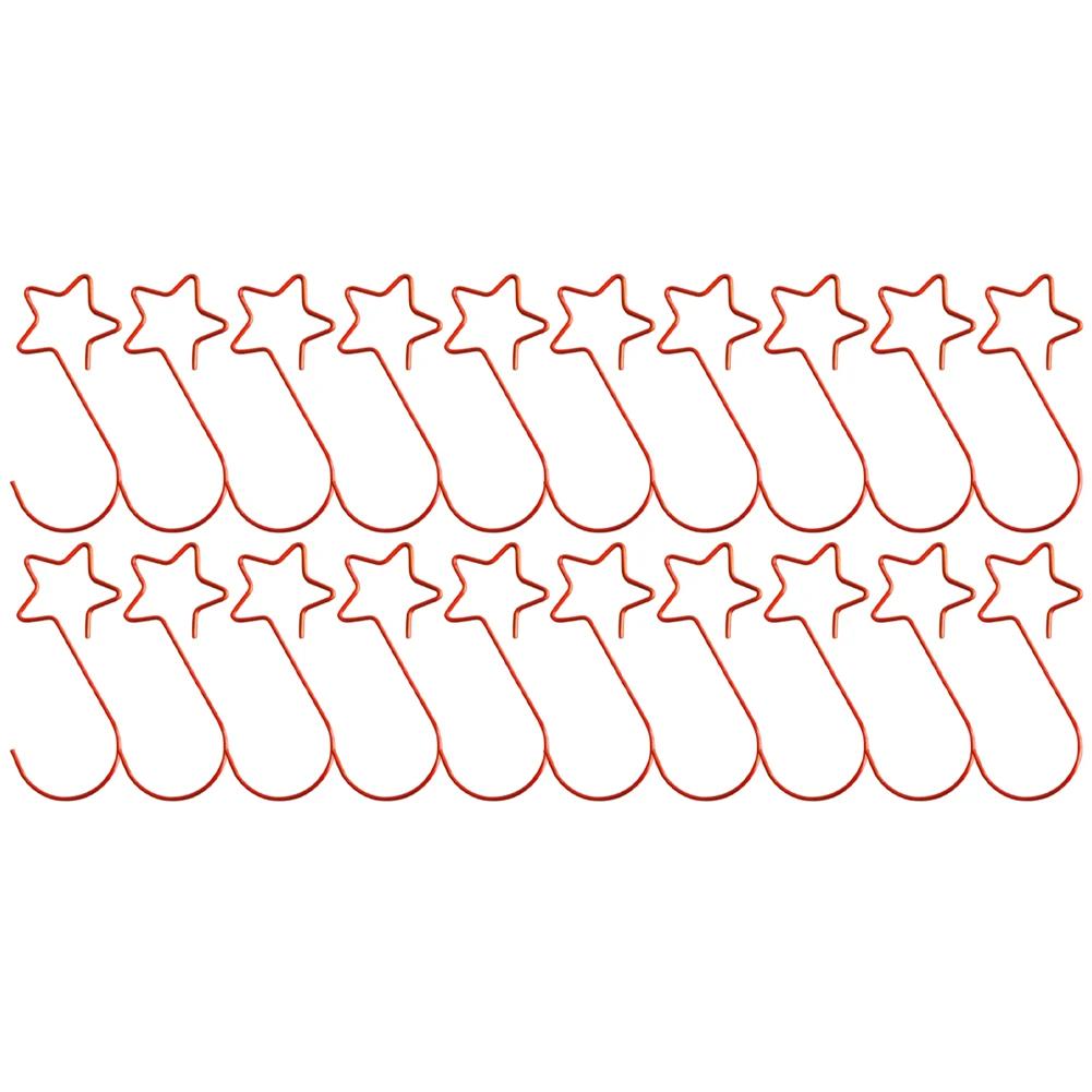 Metal Ornament Hooks Star Design 20 Pieces for Christmas Tree Decorations 5cm Waterproof Gold Green Silver Red