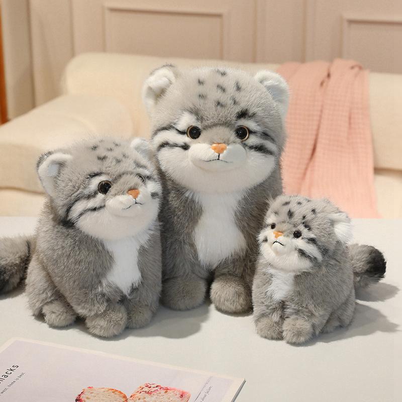 Favorite Toy Girls Gray 18-30Cm Simulation Cartoon Pallas's Cat Plush Toys Soft Stuffed Animals Fluffly Steppe Cats Plushies Doll For Gifts Decor