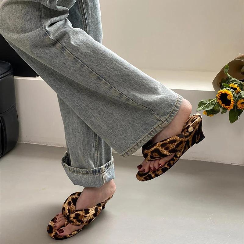 Summer Design Clip Toe Women Slippers Wedges Heel Party Dress Ladies Shoes Zapatos Mujer