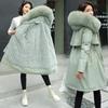 Elegant Women's Mid-Length Parka Jacket - Plus Size,Solid Color, Hooded, Polyester Material, Thickened Winter Coat with Drawstring Detail