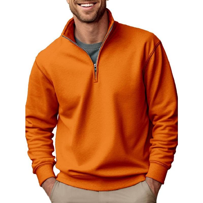 

Autumn New Casual Fashion Men s Sweater Solid Color Versatile Stand-up Collar Zipper Top S