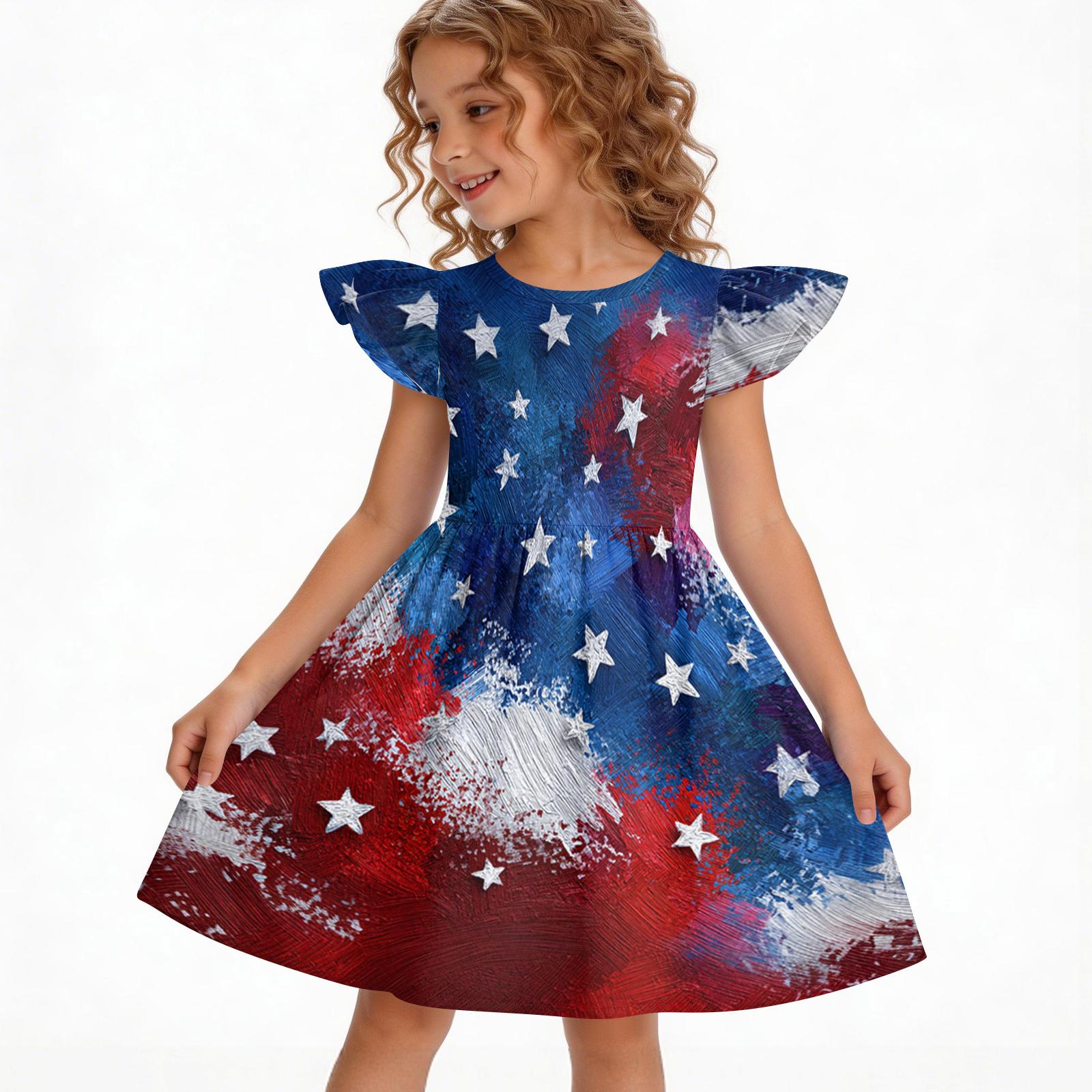 Girls  Summer Princess Dress - A-Line Casual Print Dress 110