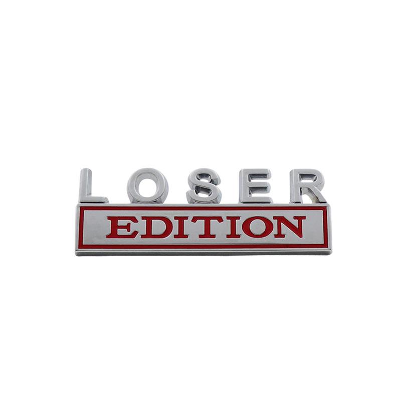 

3D Car Styling Loser Edition car Grille Fender trunk Rear Bonnet Nameplate Decal Emblem Badge Sticker chrome-red