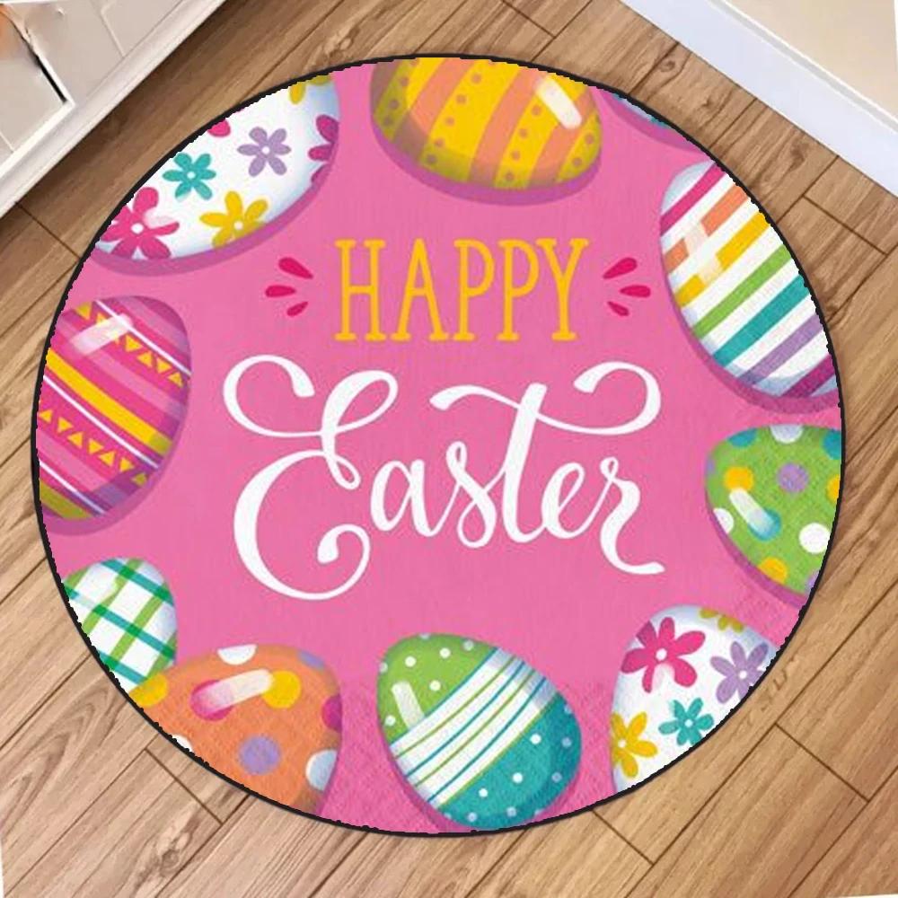 

Easter Circular Carpet Living Room Balcony Mat Floormats Cute Children Cartoon Bedroom Bedside Area Carpets Rugs Home Decoration Diameter 60cm