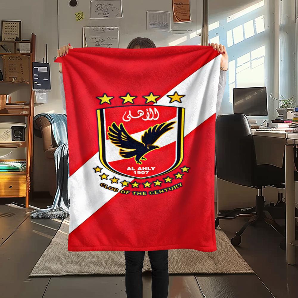 1Pc Al Ahly Print Flannel Blanket High Quality Warm Comfortable Cover for All Seasons Perfect for Gifts Home Decor 80cm x 120cm